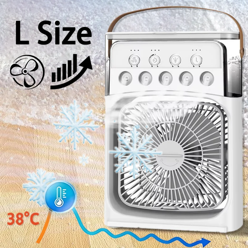 {KM Party} Air Conditioner Portable 3 in 1 Fan Mini Cooler Home House LED Humidifier For Bedroom Small Living Room Water Summer Fans Desk