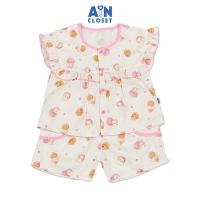 Bộ quần áo Ngắn bé gái họa tiết Bé Mèo Hồng Cotton - AICDBG4SJXSQ - AIN Closet