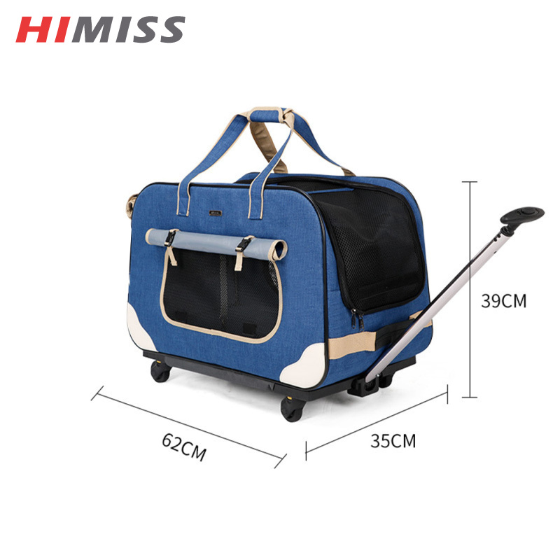 HIMISS Cat Carrier With Wheels, Foldable Breathable Rolling Pet Carrier With Telescopic Handle, Waterproof Detachable Rolling Cat Carrier Travel Bag For Cat Dog Up To 38lbs ราคา 5,249 บาท*ส่งฟรี