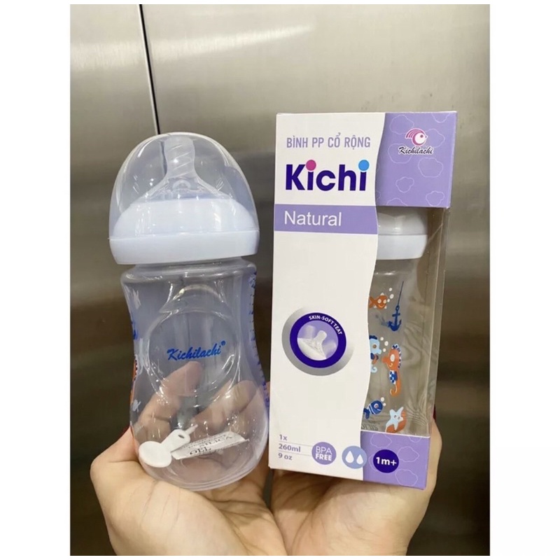 Bình sữa cổ rộng kichi Natural 125ml/260ml