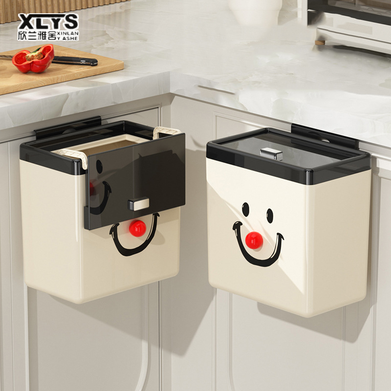 garbage can Garbage storage bucket Wall-hung trash can Movable trash can Kitchen storage bucket Household wall-mounted with cover ราคา 357 บาท*ส่งฟรี