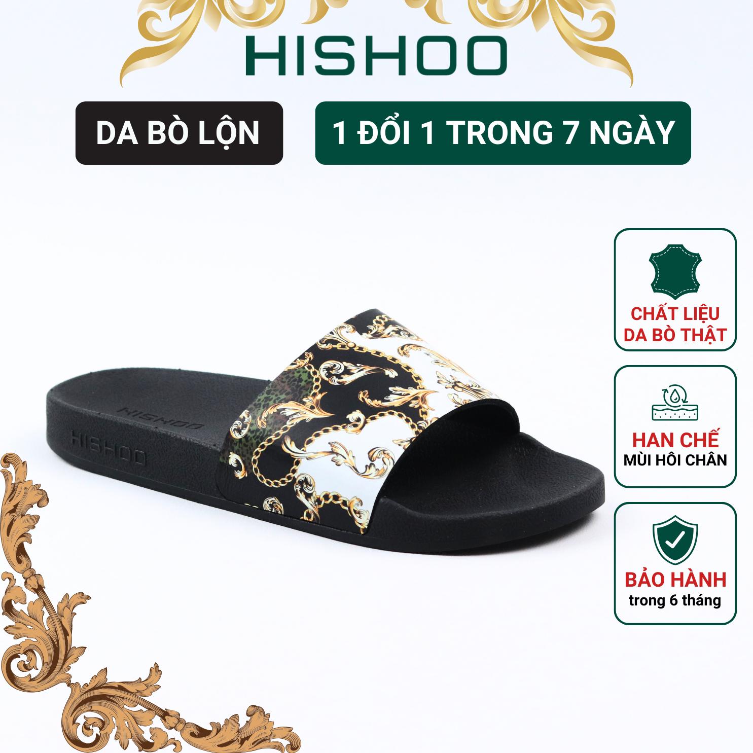 Dép quai ngang slipper Họa Tiết Phục Hưng cao cấp nam, nữ HISHOO siêu nhẹ da Bò thời trang 36-45 U113