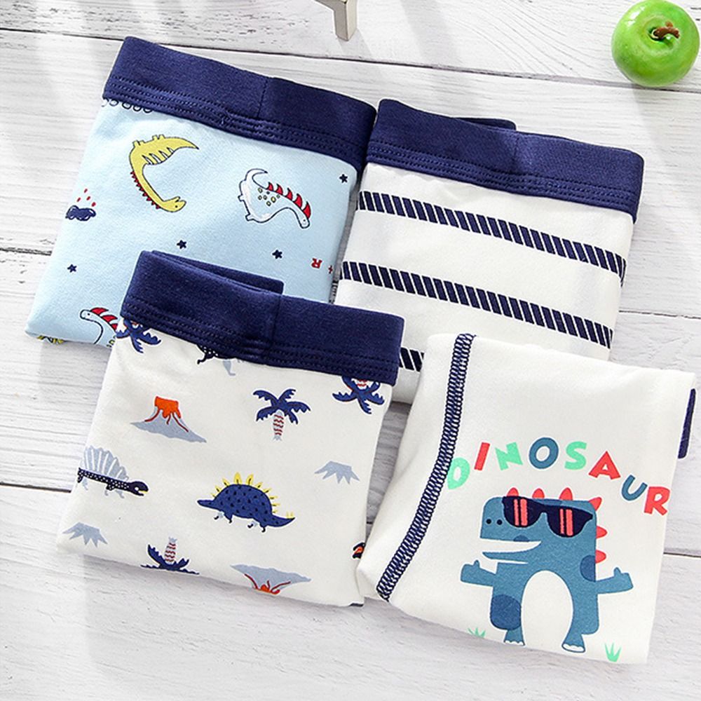 Gdsell 4 cái Quần Lót Boxer khủng long hoạt hình quần lót bé trai vải cotton quần lót thoáng khí in đồ lót trẻ em trẻ em