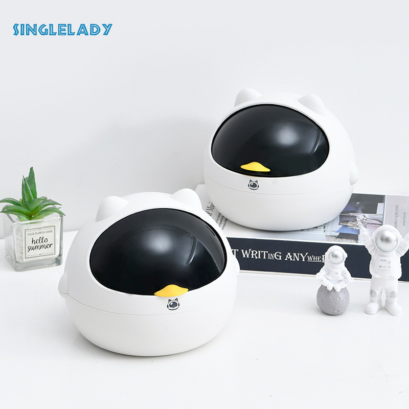 SingleLady Desktop Office Paper Basket Mini Personalized Cat Creative Garbage Basket Dormitory Bedroom Storage Garbage Bin ราคา 85 บาท*ส่งฟรี
