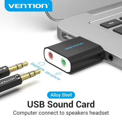 Vention External Sound Card USB To 3.5mm Jack Aux headset USB Adapter Stereo Audio sound card For Speaker PC Microphone Laptop Computer Earphone USB External Sound Card