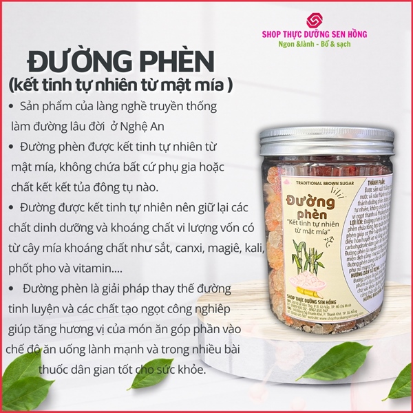 Đường phèn - Đường sạch, kết tinh tự nhiên từ mật mía (500gr)