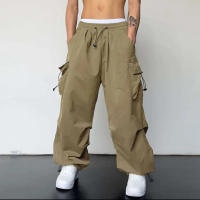 IELGY Men Cargo Pants Men Harajuku Oversized Streetwear Hip Hop Wide Leg Joggers Baggy Techwear Climbing Training Multiple Pockets Pants