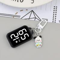 JIUBUY Square Mini Keychain Pocket Watch Cartoon Digital Display Luminous Pocket Watch Creativity Sanrio Electronic Hanging Watch Stylish Accessory