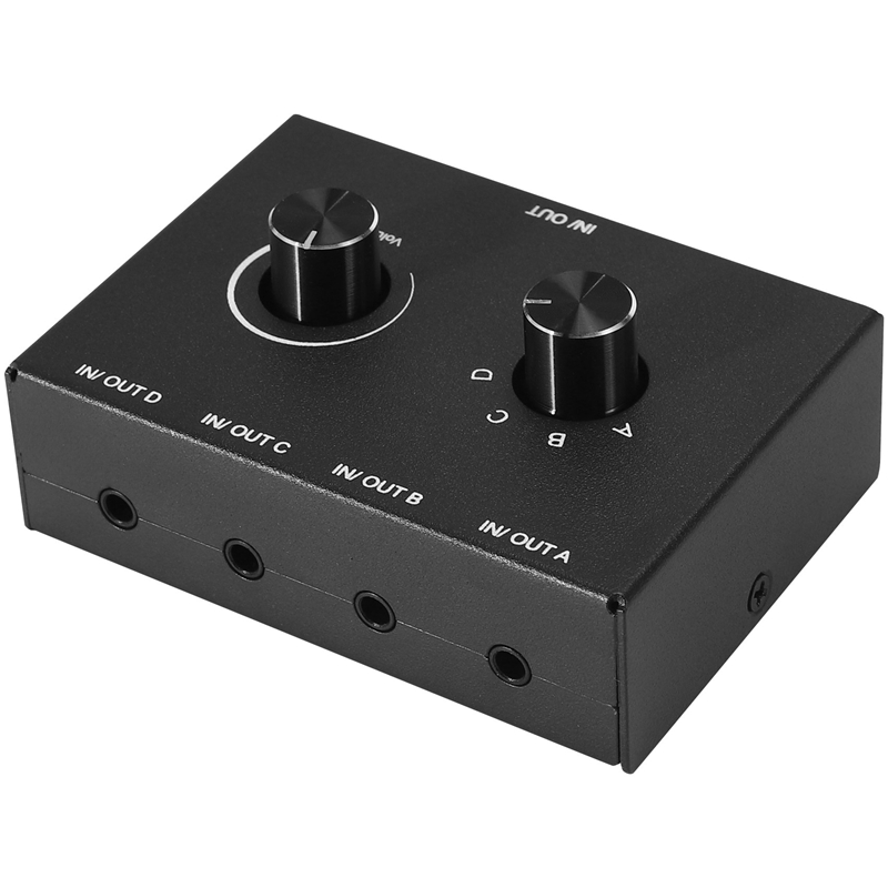 4 Port Audio Switch, 3.5mm Audio Switcher, Stereo AUX Audio Selector