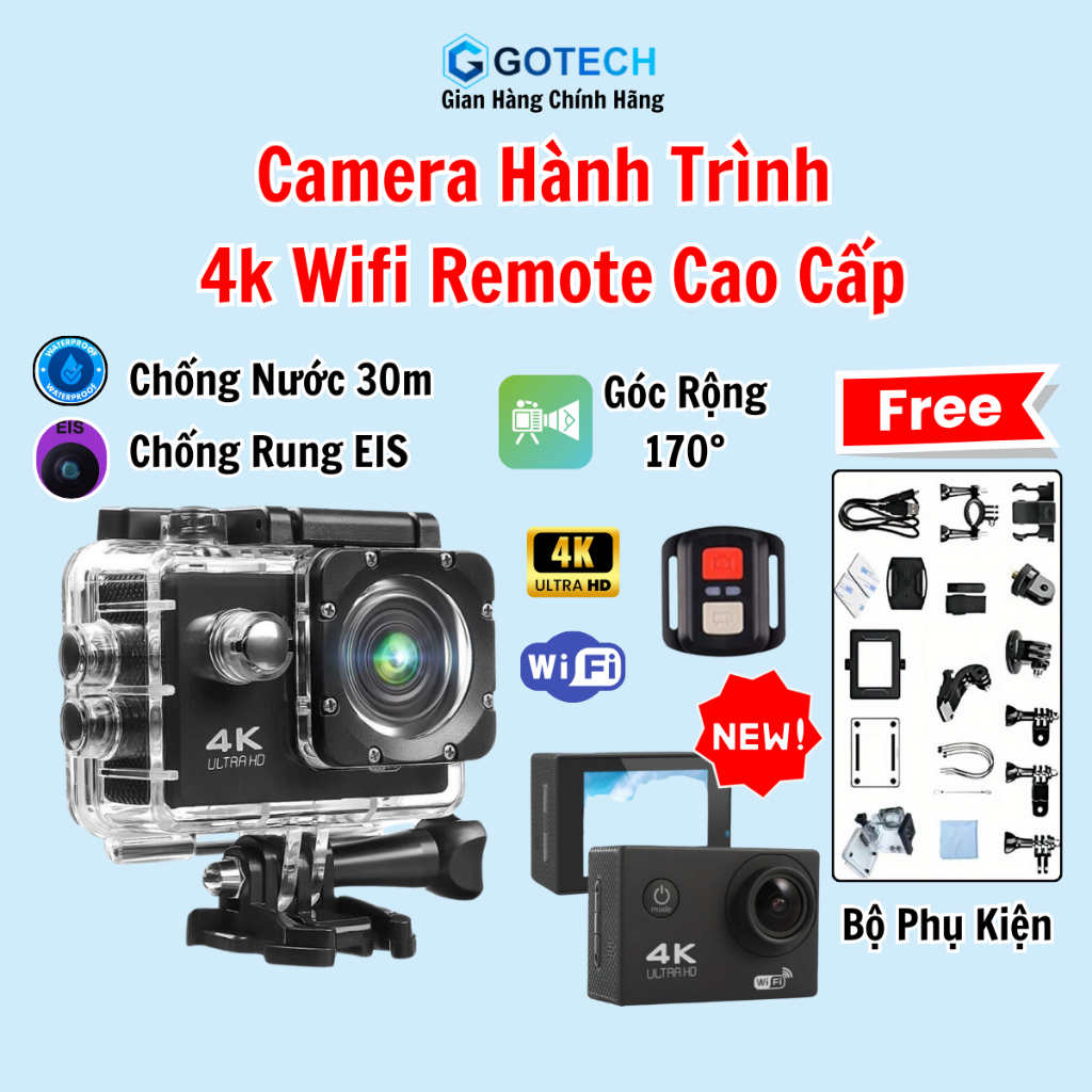 Camera Hành Trình 4K Ultra HD mini Wifi Kết Nối Với Điện Thoại camera hành trình xe máy phượt xe đạp chống rung chống