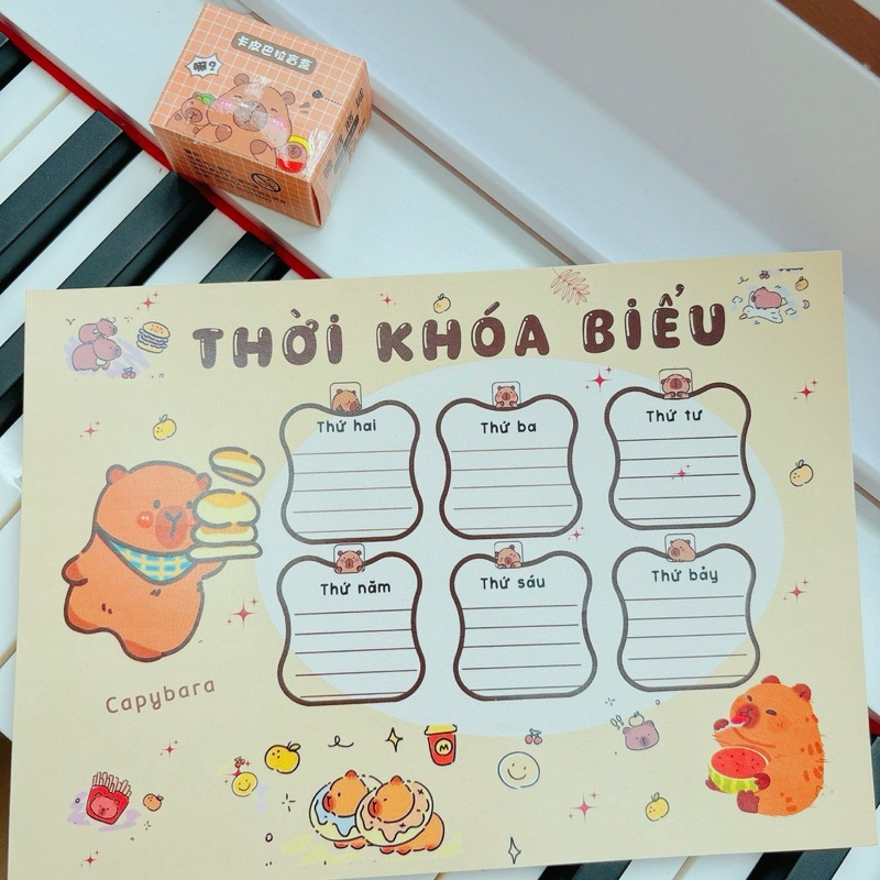 Set 3 Tấm Thời Khoá Biểu A5 (Mẫu Khác Nhau) Capybara/Loopy/gấᴜ Dâu Lotso Cute