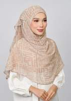 Bokitta Monogram Sand- Printed Plus Crinkled Chiffon Hijab