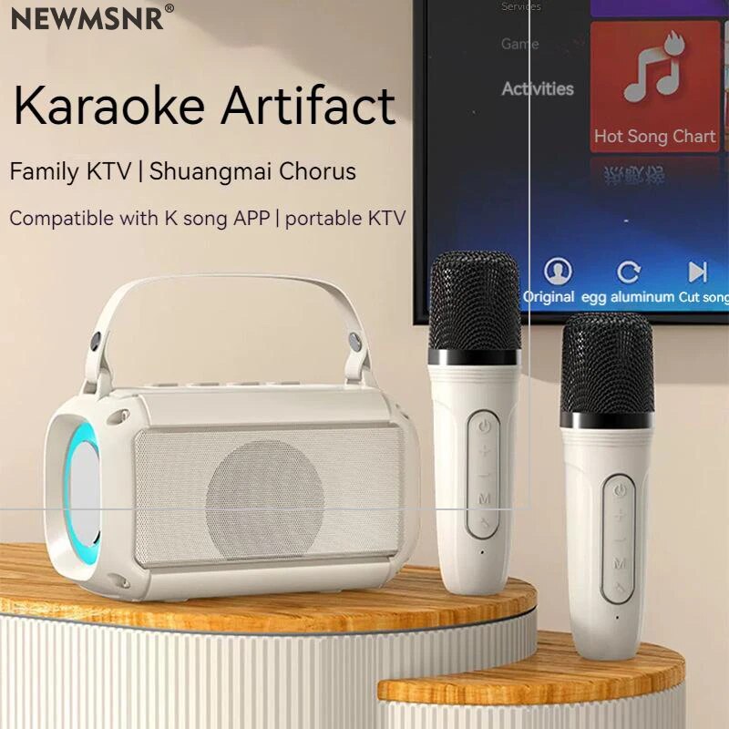 【Shop the Look】 Máquina De Karaoke Con Micrófono Dual Subwoofer Sistema De Altavoz Portátil Bluetooth Pa 2 Micrófonos Inalámbricos Máquina De Canto Familiar Para El Hogar