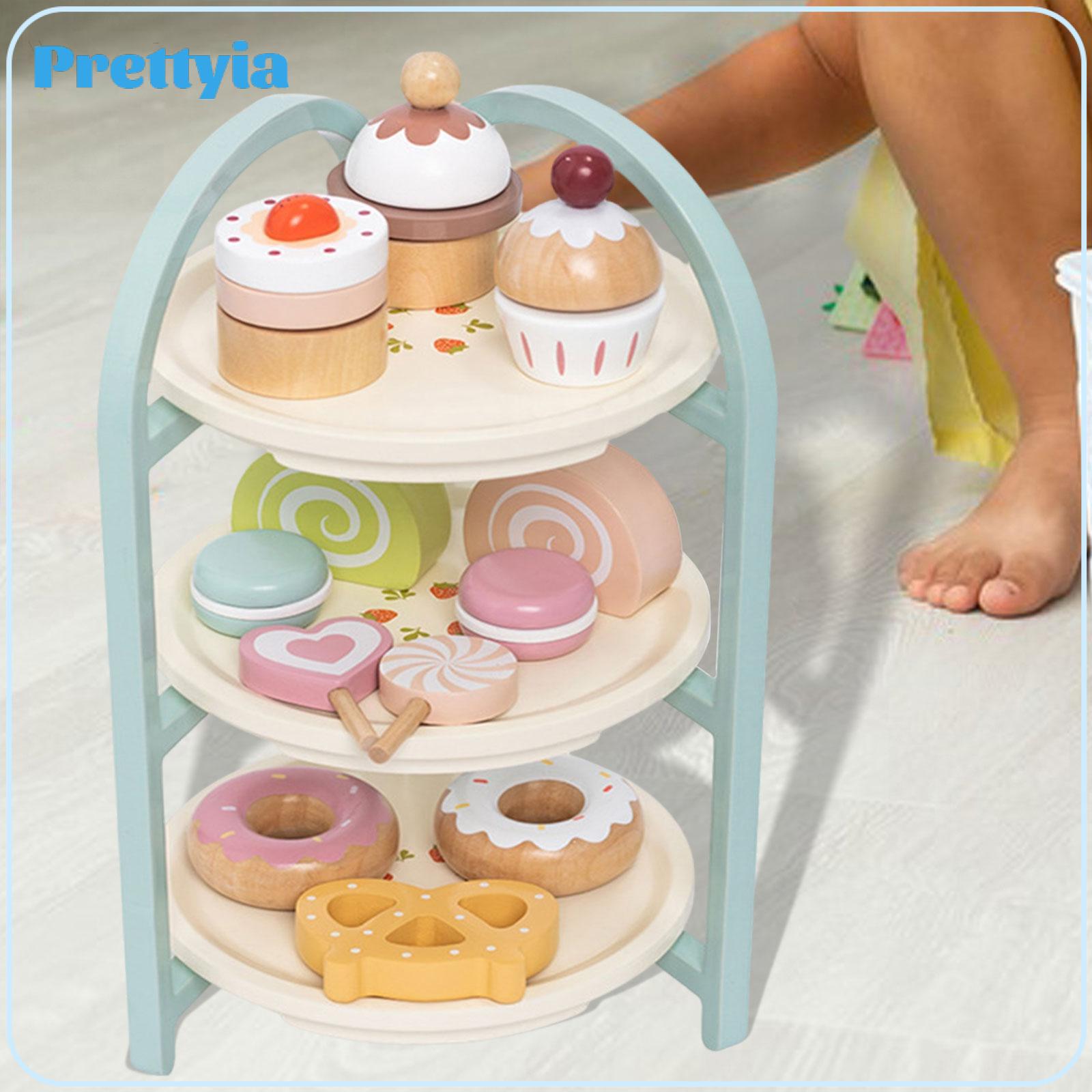 Wooden Tea Set Playset with Muffins Cakes Donuts Play Kitchen Accessories Set Pretend Play Kids Tea Party Set for Children ราคา 1,362 บาท*ส่งฟรี