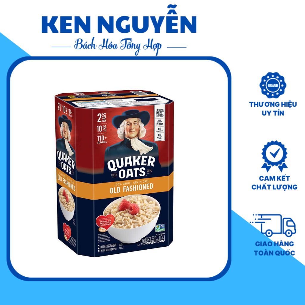 QUAKER OATS 4.53KG Yến Mạch Nguyên Hạt Cán Mỏng,Cán vỡ Chính hãng 100%
