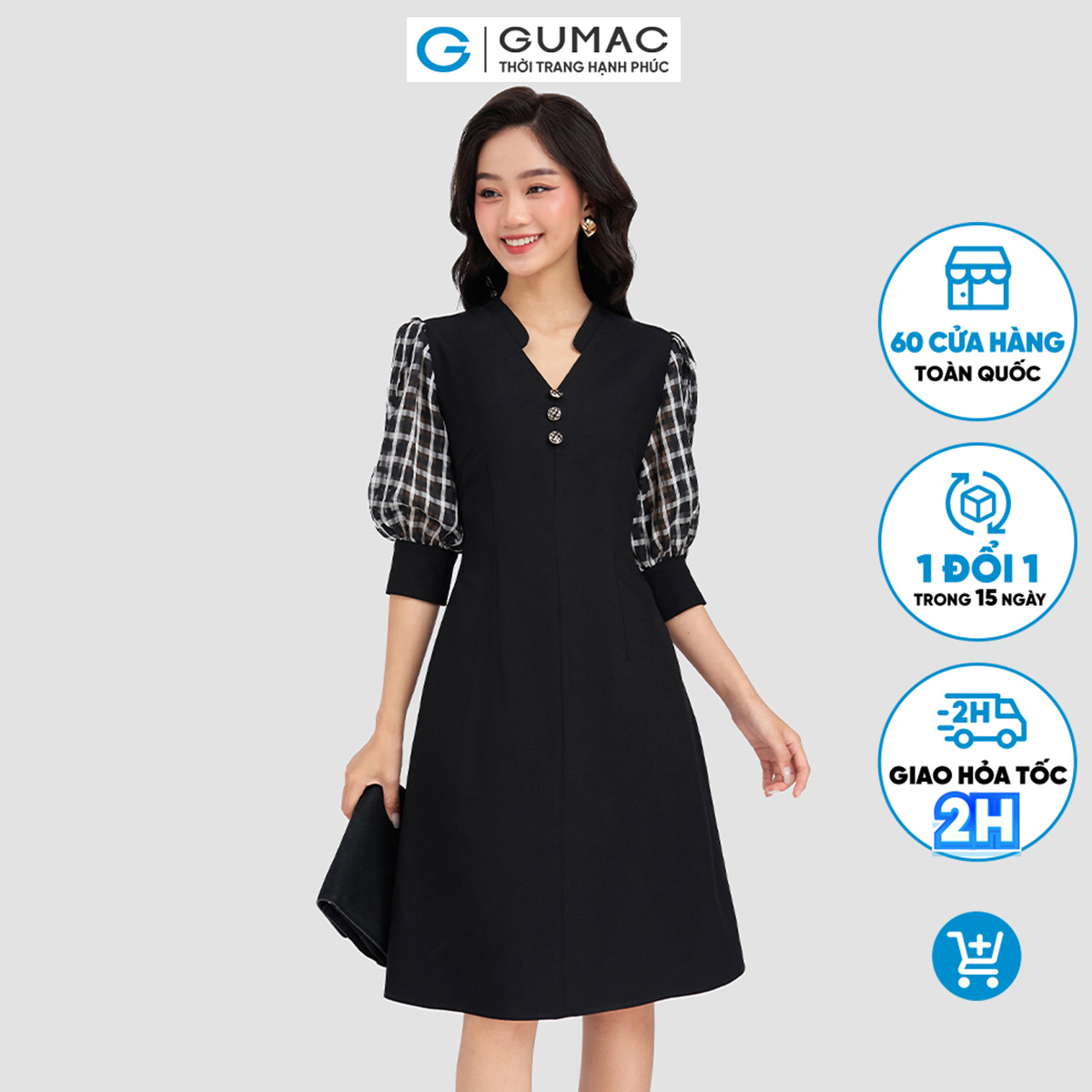 Đầm tay cách điệu gumac ldd0307