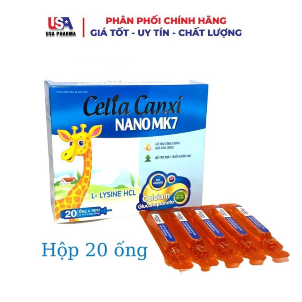Celia CANXI NANO MK7 hộp 20 ống hỗ trợ tăng cường hấp thụ canxi ở trẻ nhỏ