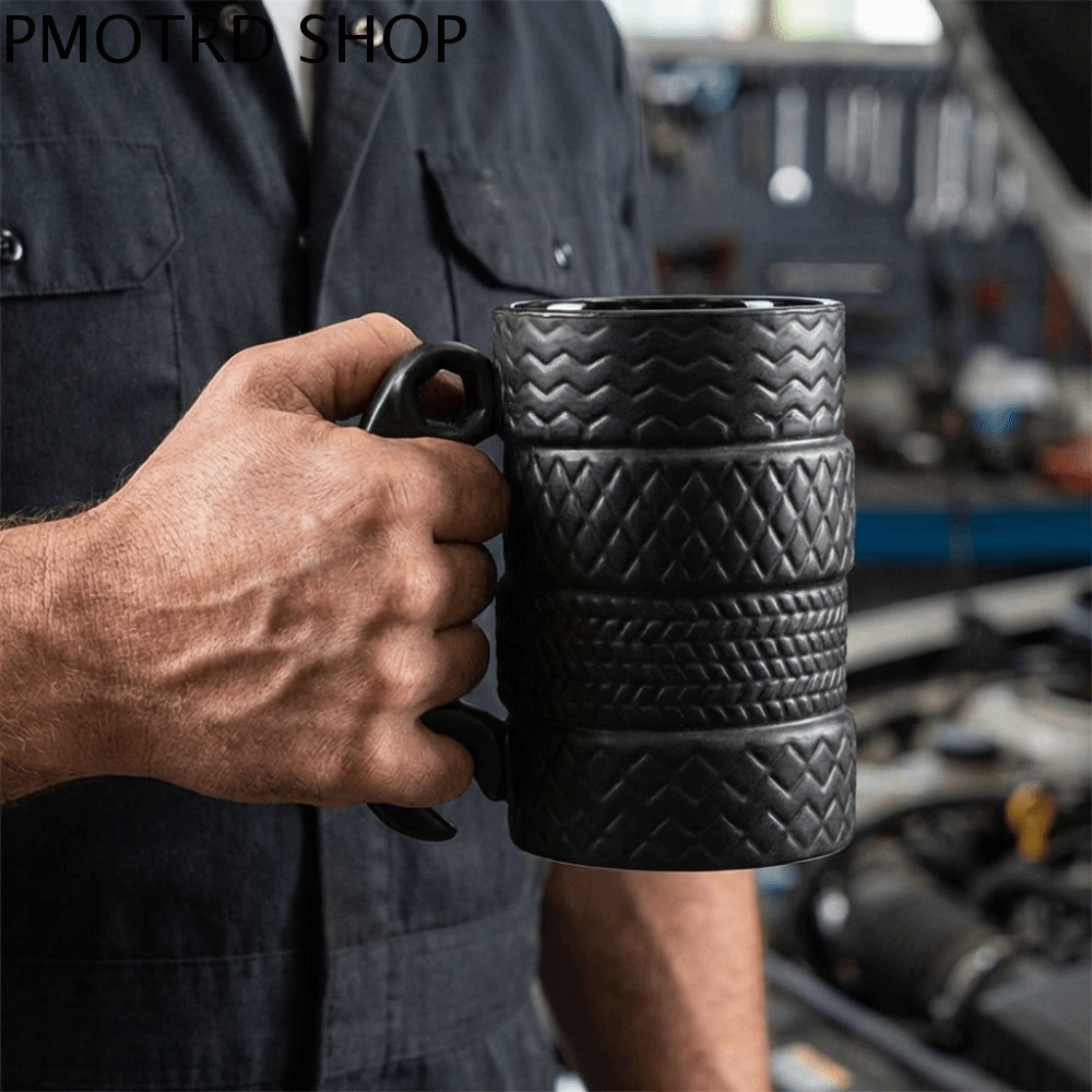 PMO Phong cách công nghiệp Cốc nước gốm hình lốp xe Dung lượng lớn Hài hước Cốc trà sữa Bình nước Trang trí Cốc độc đáo Quà sinh nhật