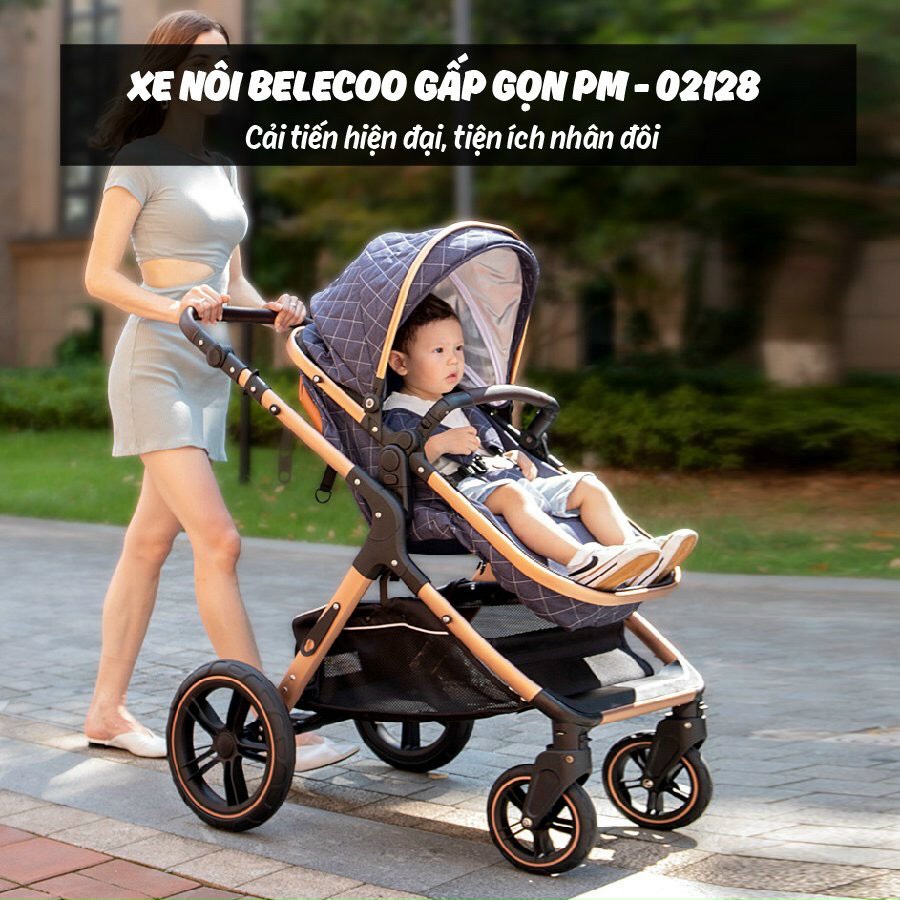 HCM Xe đẩy nôi belecoo gấp gọn 2 chiều 3 tư thế, gọn nhẹ tiện lợi