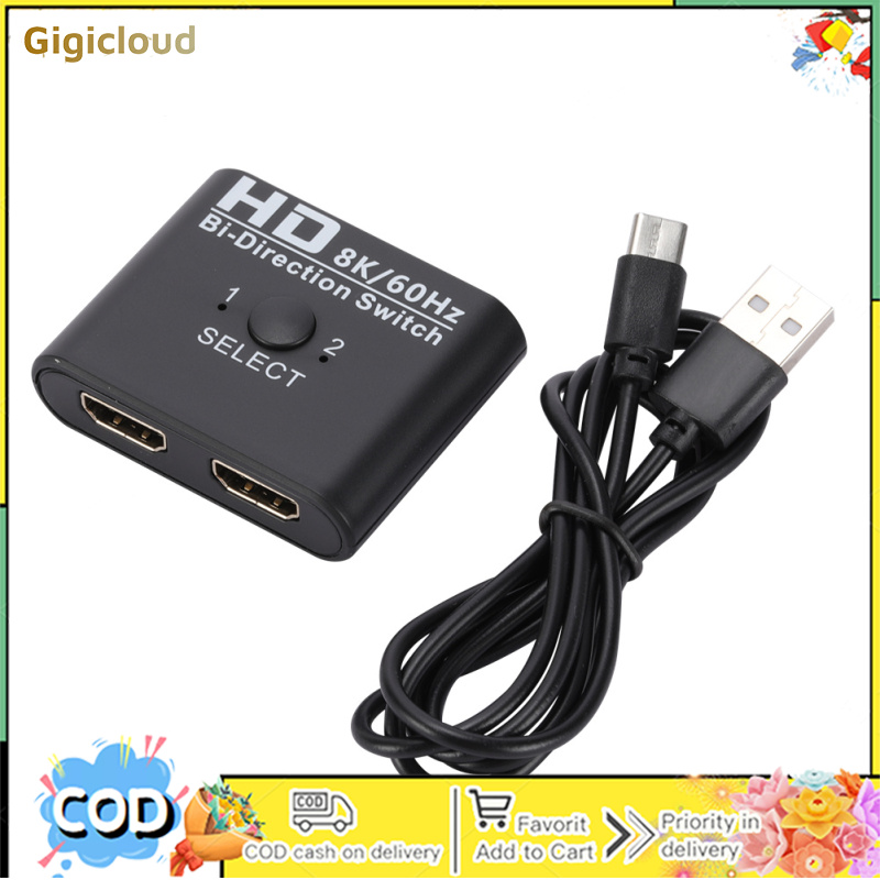 HD Multimedia Interface Switch 8K 60HZ Splitter ABS Bidirectional Switcher 2 In 1 Out/1 In 2 Out HD Hub For Computers Monitor ราคา 148 บาท*ส่งฟรี