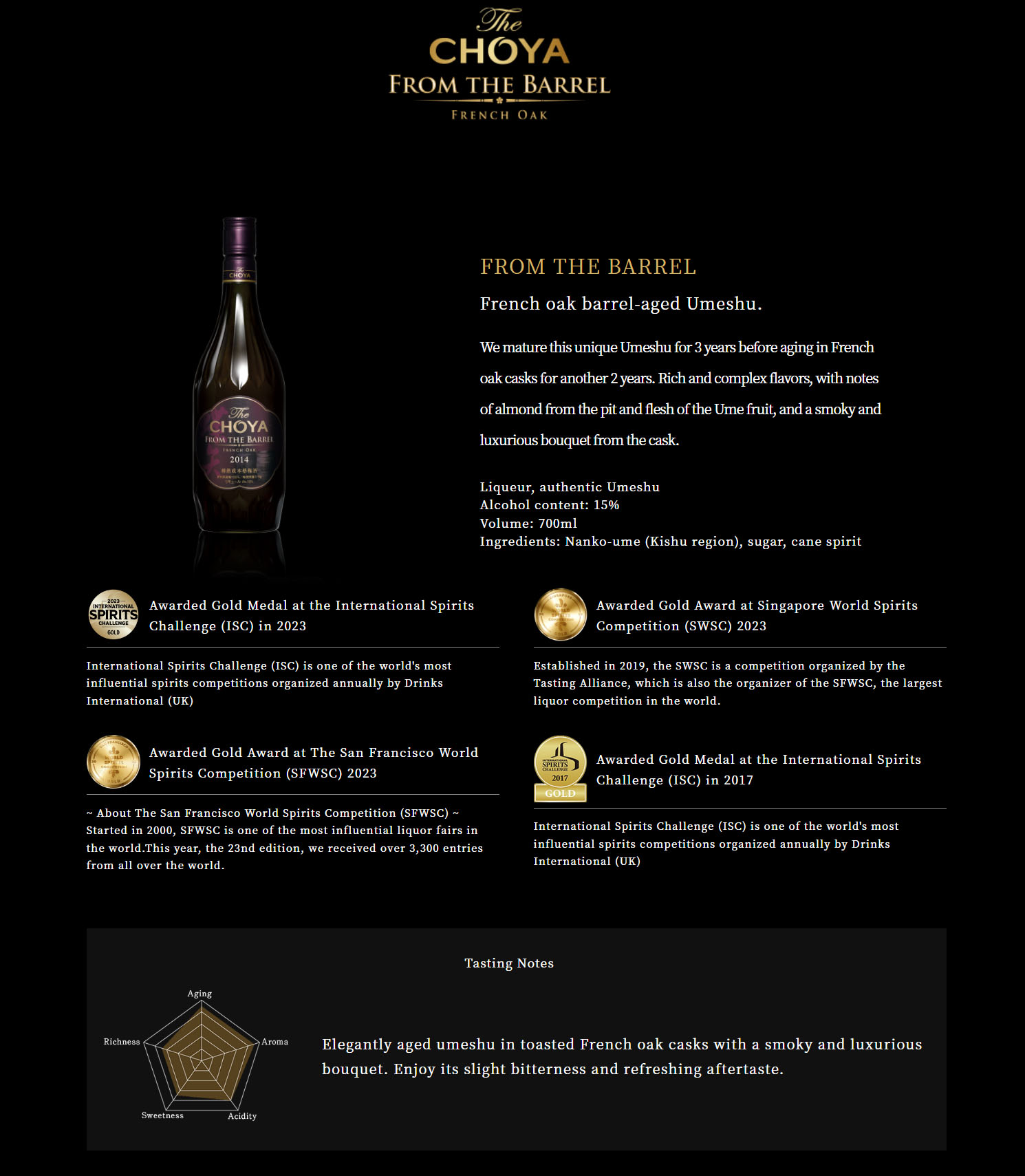 CHOYA FROM THE BARREL 2014