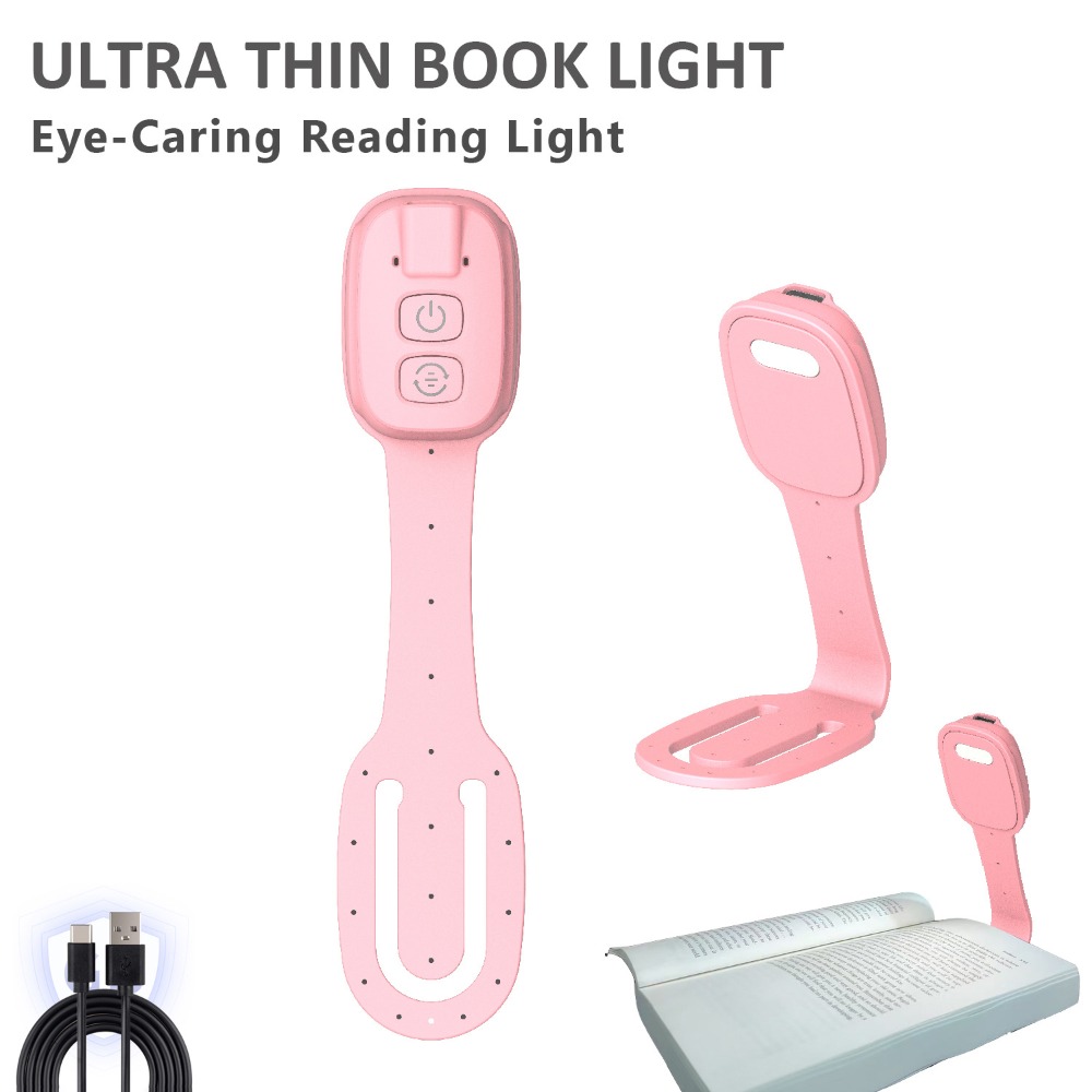 【COD/Ready Stock】 2-in-1 Clip-On Book Light Rechargeable with Dimmable Brightness Bookmark Lamp Portable Ultra-thin LED Reading Light Travel