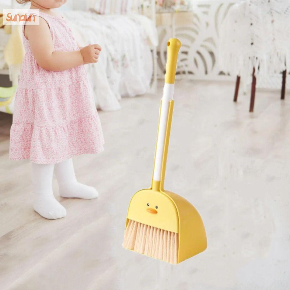 SUNDUN Bộ chổi quét bụi mini Dụng cụ vệ sinh cho trẻ em Bộ đồ ba mảnh Chổi nhỏ Dụng cụ dọn dẹp Quà tặng giáo dục Combo đồ chơi cho trẻ mới biết đi Đồ chơi học tập sớm Học mầm non