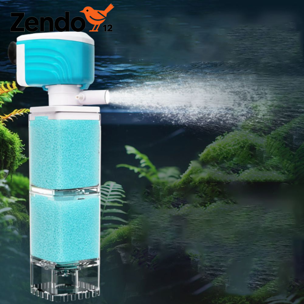 ZENDO12 Hút mạnh Bộ lọc bể cá Xoay 360 ° Chống chảy ngược Bộ lọc chìm Dụng cụ tuần hoàn nước oxy hóa Tiếng ồn thấp Bộ lọc phân cá Nhà