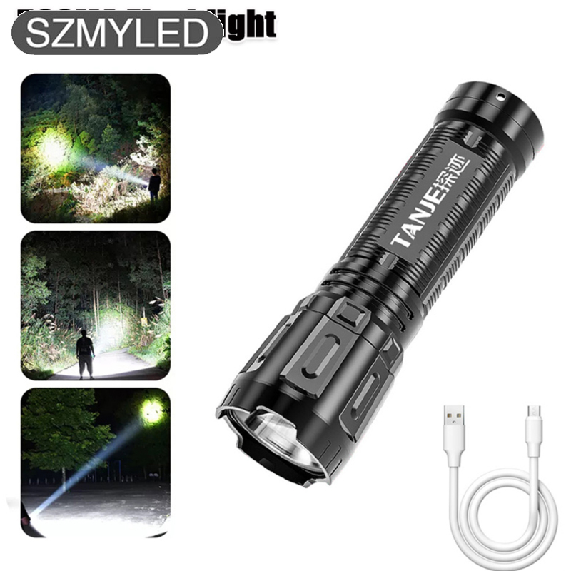 Mini Led Flashlight Strong Light Waterproof Portable Usb Rechargeable Torch For Outdoor Camping Hiking