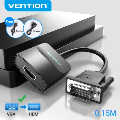 Vention VGA to HDMI Converter 1080P HD Audio & Video Sync VGA To HDMI Adapter with Power Supply and Independent Audio Port for Laptop Desktop TV Monitor Projector Vga to HDMI Cable