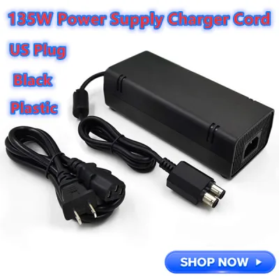 for Xbox 360 Slim AC Adapter Power Supply Brick Power Supply 135W Power Supply Charger Cord for Xbox 360 Slim Console 100-120V-Black US Plug