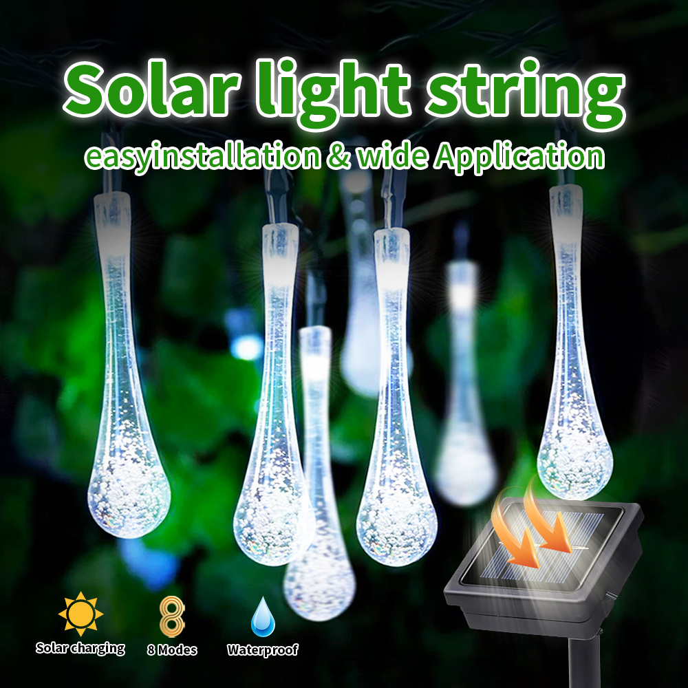 [BUY 1 TAKE 1]Christmas Light Solar Water Drop String Light 5M/7M 8 Modes LED Solar Fairy Light String Outdoor Waterproof Suitable For Weddings Parties Festivals Courtyards Gardens Balconies Christmas Atmosphere Decoration In Kalle