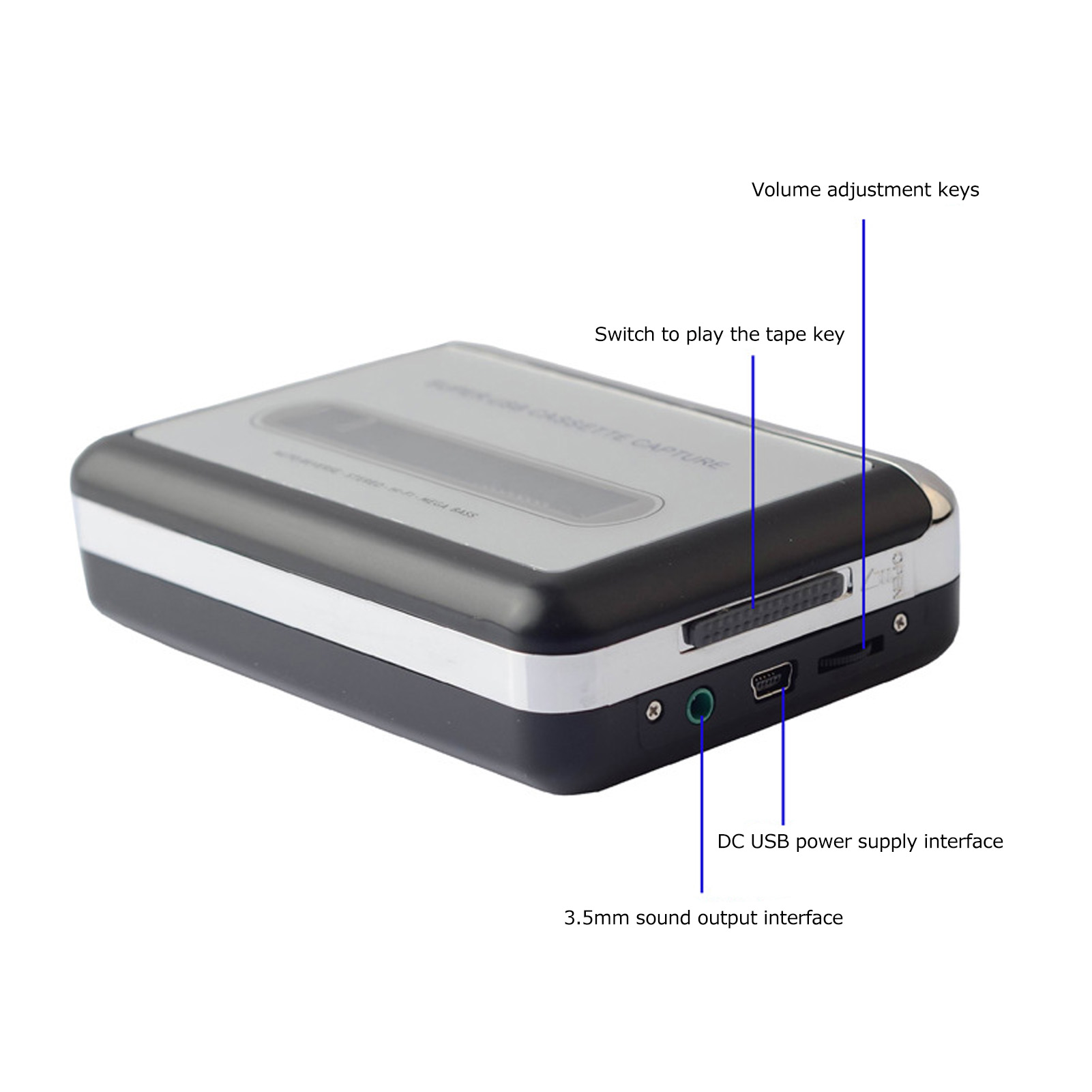 USB băng cassette Máy nghe nhạc 3.5mm tai nghe máy nghe Băng cát xét cho máy tính xách tay