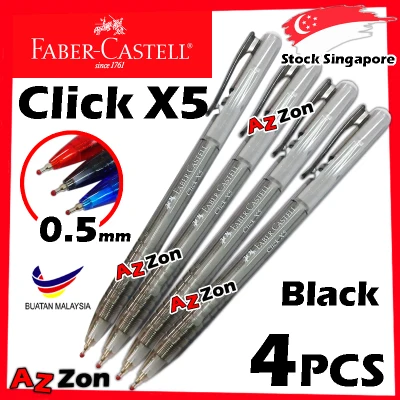 Faber Castell Click X5 Ball Pen (Black) 0.5mm Needle Point Retractable Super Smooth 1425 Faber-Castell