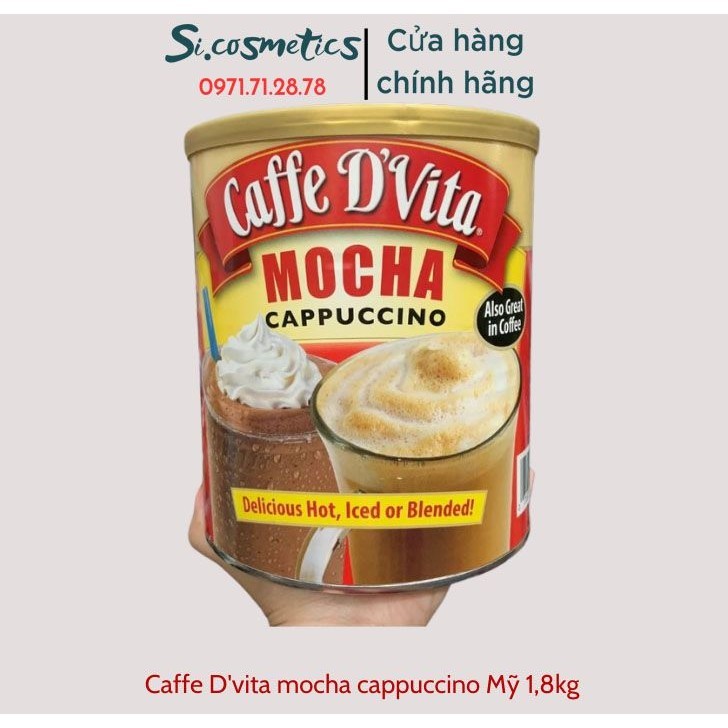 Cà phê sữa hòa tan Mocha Cappuccino của Caffe D'Vita Mỹ hộp 1.8kg