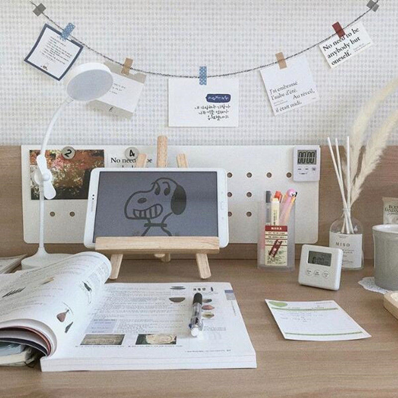 INS style wooden desktop foldable stand, mobile phone iPad stand decoration, student desk storage, tablet art shelf_voghion.com