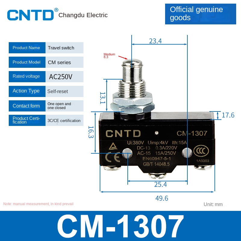 Công Tắc Hành Trình CM-1307 | Micro Switch Changde CM-1307/1308/1305/1306/1300/1303TM Cho Tự Động Hóa