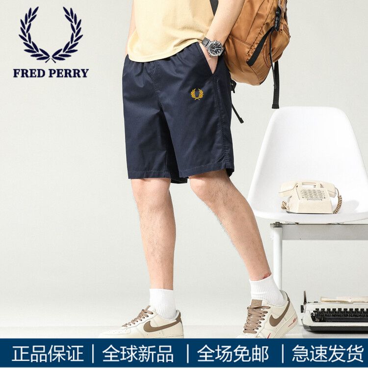 Nhập khẩu 2024 Fred Perry Fp Lúa Mì Mùa Hè Hàng Hóa Chính Hãng Người Đàn Ông Của Quần Quần Short vải bông Mới Giản Dị Joker Xu Hướng Năm ống đứng dáng rộng Ống Anh phong cách mới