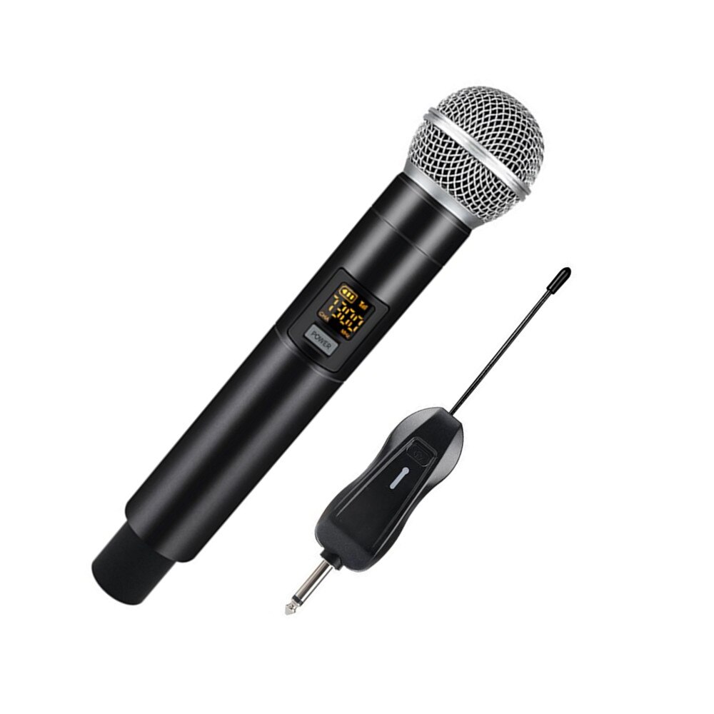 UH01 6.35mm XTUGA UH01 6.35mm/USB Multifunction Dual UHF Wireless Microphone Whole Metal Echo Microphone with Mini Potable Receiver 1/4 Output,for Church/Home/Karaoke/Business Meeting 