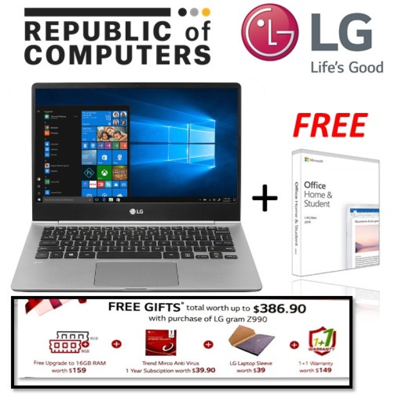 LG Gram 14Z990-G.AA7CA3 / i7 Processor/ 8GB RAM & 512GB SSD / Win10 Home / 14.0 inch / 72Wh Battery (Up to 23.5 Hours) / Weighs only 995g