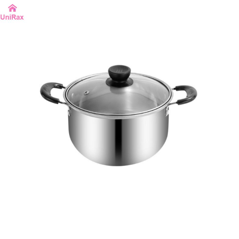 【Unirax】 thép không gỉ dày nồi nấu Nồi hầm cốc đựng sữa Nồi hầm với vung nồi bằng kính 【hàng sẵn】