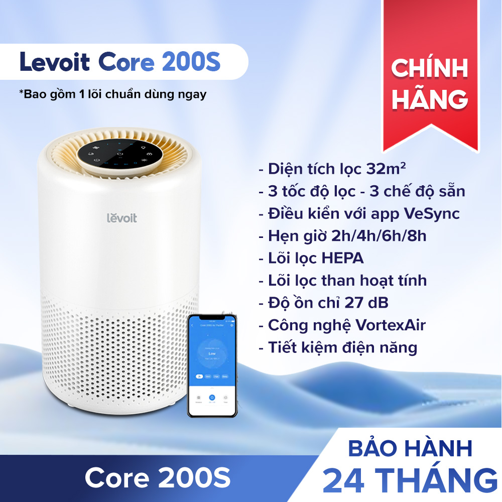 Máy lọc không khí Levoit Core 200S - Bộ lọc HEPA H13, Công nghệ Air Turbo, Điều khiển thông minh