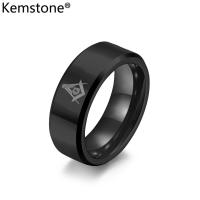 Kemstone Masonic Tungsten Steel Ring Mens Brotherhood Tungsten Gold Plated Rings Jewelry