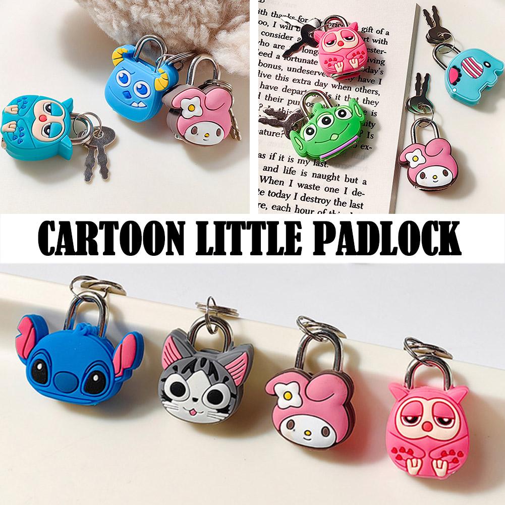 Mini phim hoạt hình khóa dễ thương Khóa Cô bé Nhật xá bấm mã túc kim đồ loại sinh ký khóa viên ký có chơi B8L6