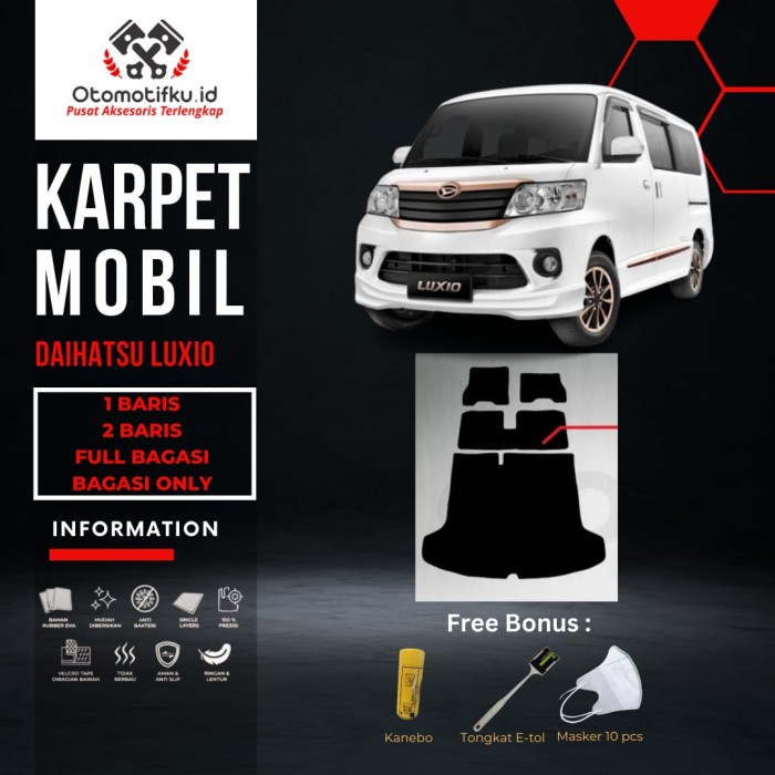 [ OTOMOTIFKU ] Karpet Mobil Daihatsu Luxio Bahan Single Layer Rubber Eva Premium - Bagasi Only, Hitam-Grey Harga  550,000 Ringgit*Penghantaran Percuma