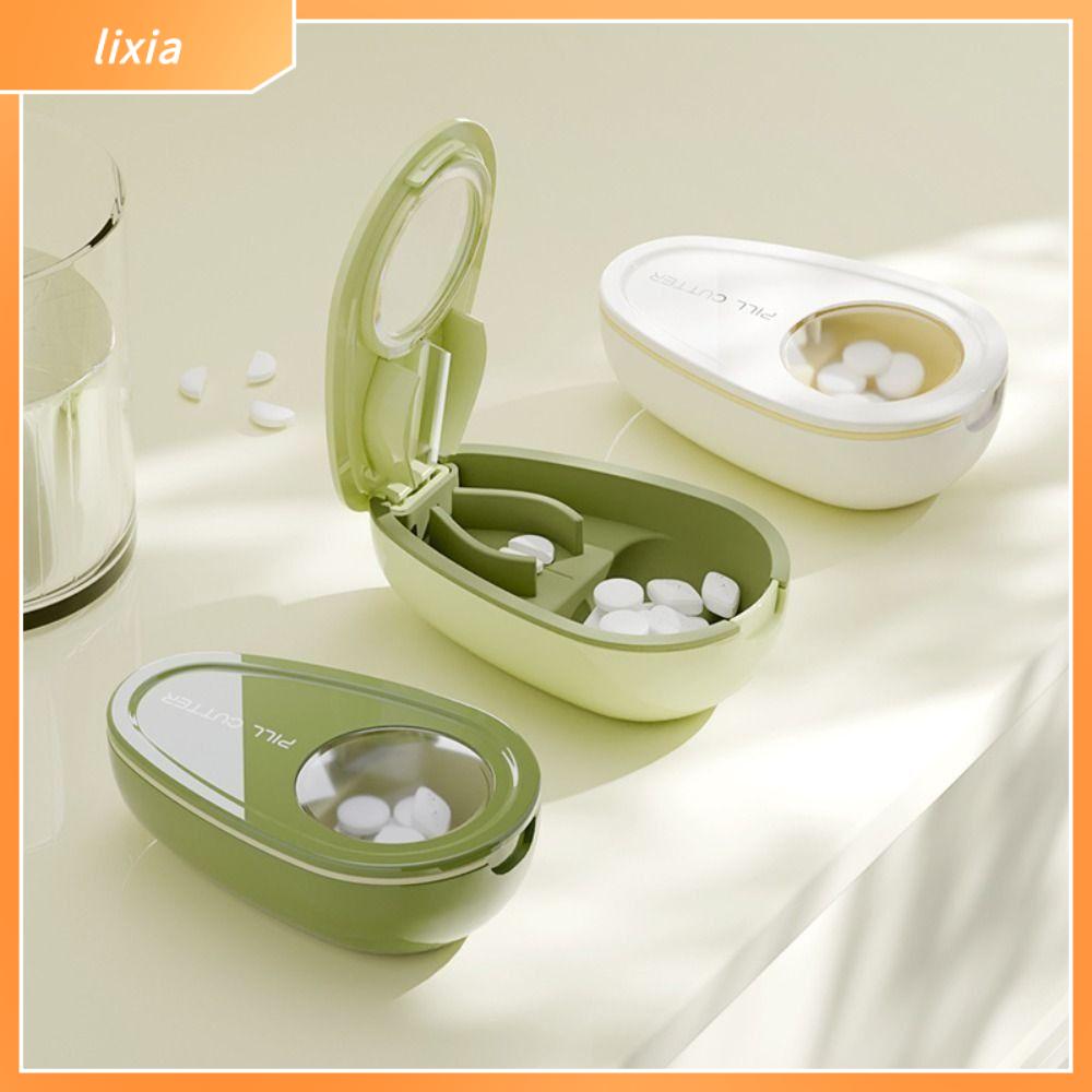 LIXIA 2 trong 1 Bộ chia thuốc viên Viên thuốc Chống bụi Bộ chia thuốc Di động Bộ chia tổ chức Hộp đựng thuốc chia ngăn cho thuốc viên nhỏ hoặc lớn