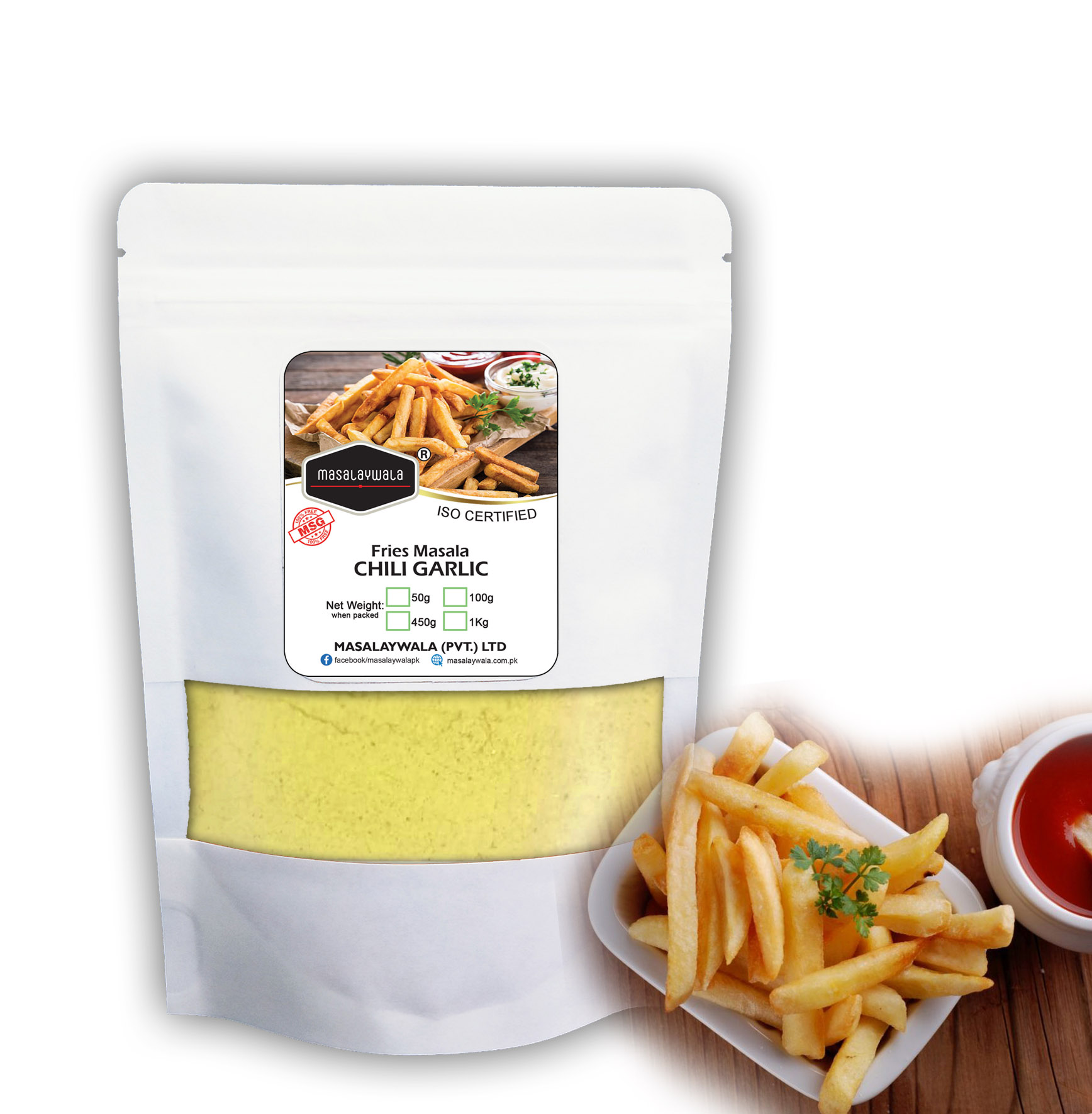French Fries Masala CHILLI GARLIC (Fries / Pasta/ Macroni/ Noodles /Sweet Corn Seasoning)Â 250gm