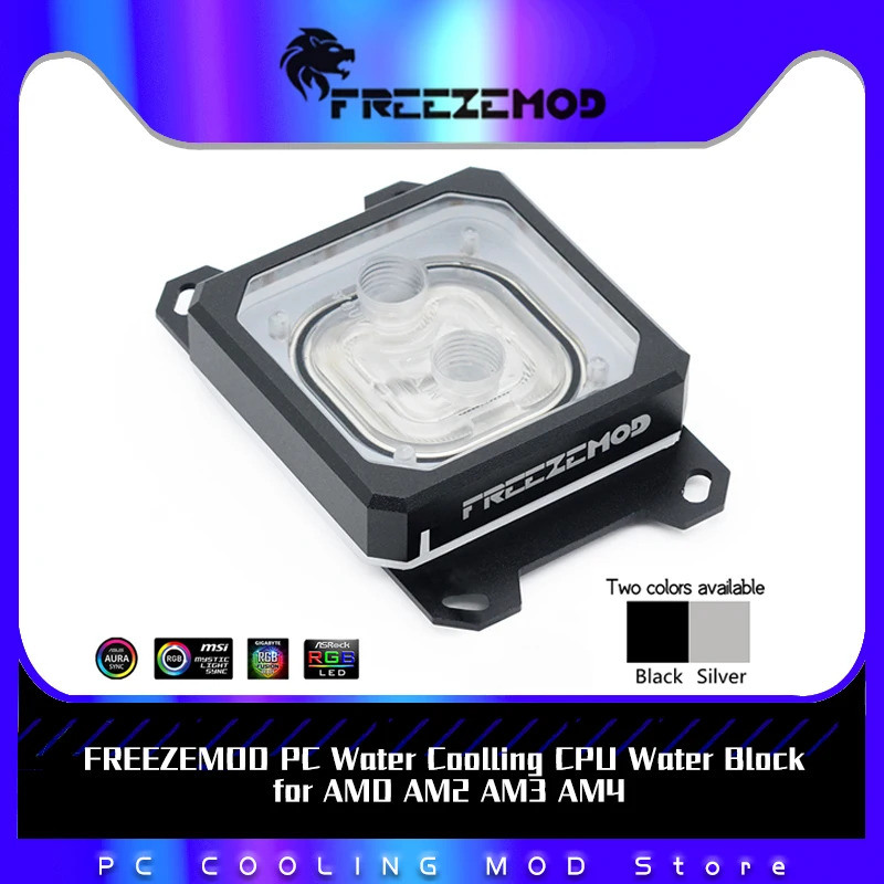 Freezemod PC nước coolling CPU khối nước cho AMD AM2 AM3 AM4 Đồng tấm cơ sở, 5V 3pin Hào Quang đồng bộ, AMD-PK5E