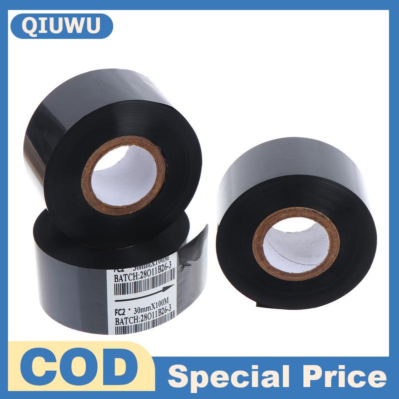 QIUWU FC2ริบบิ้นสีดำพิมพ์ด้วยความร้อน30มม. x 100ม. สำหรับเครื่องปั๊มหมึกเครื่องพิมพ์เทปการพิมพ์วันที่ผลิต ราคา 48 บาท*ส่งฟรี