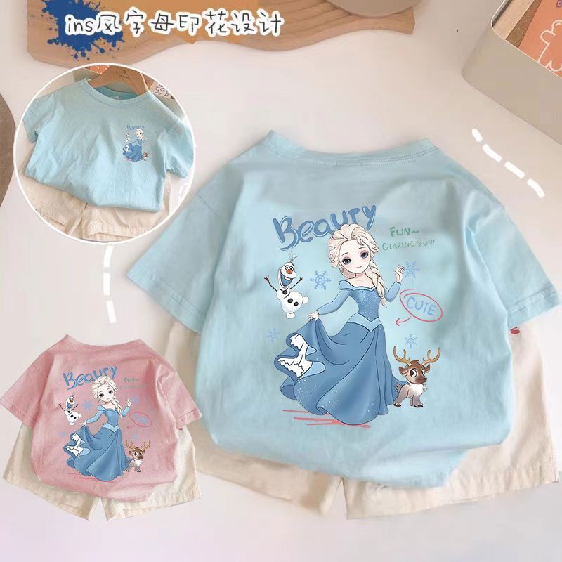 Áo sơ mi cotton ngắn tay T Áo thun trẻ em phong cách Hàn Quốc, họa tiết hoạt hình mới mùa hè dành cho bé gái. t - 3